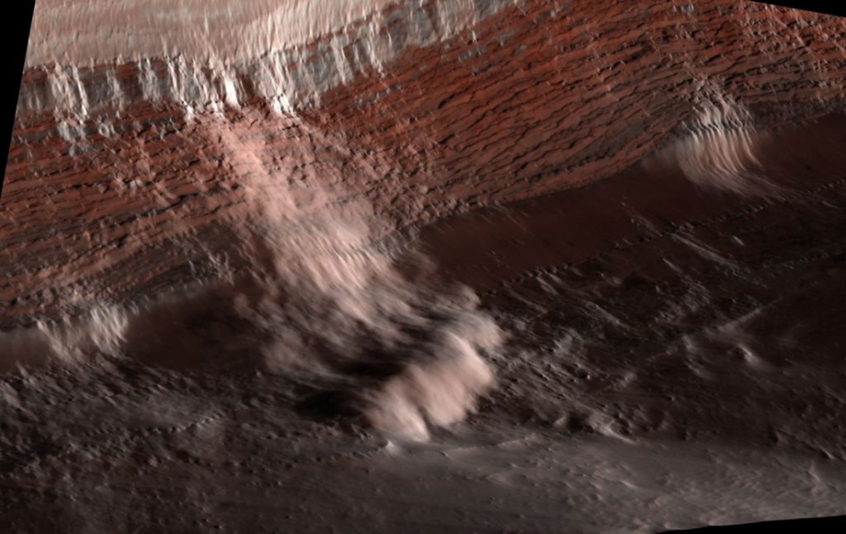 Imperdible avalancha en Marte